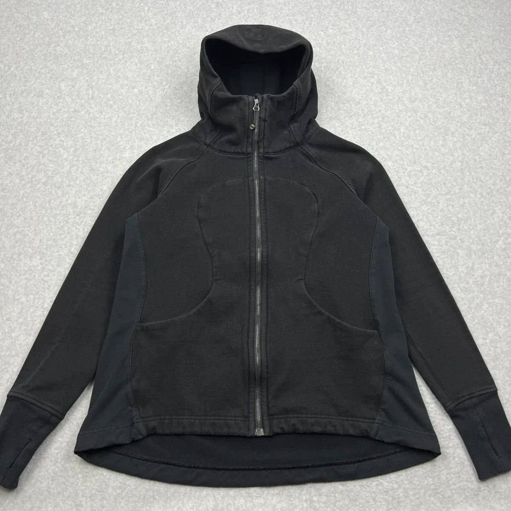 Lululemon Pleat To Street Hoodie Women's 12 Black Terry‎ Full Zip Jacket W4ICXS